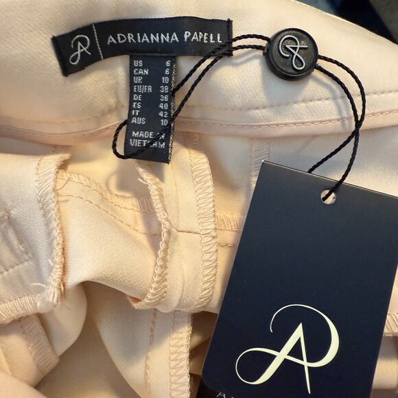 Adrianna Papell Cream Khaki Stretch Trouser Pants Beige Flat Front Workwear 6 - Picture 12 of 12